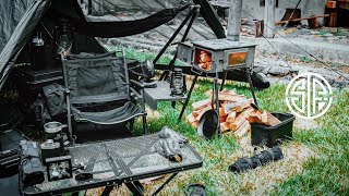 【4Kキャンプ】#48 黒い無骨キャンプギアと薪ストーブで秋キャンプを楽しむ。ブラックキャンプ,キャプテンスタッグKAMADO,パップテント,ヘリノックス,焚火