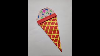 How to make origami ice-cream cone for kids|| Paper folding craft easy step by step for Beginners.