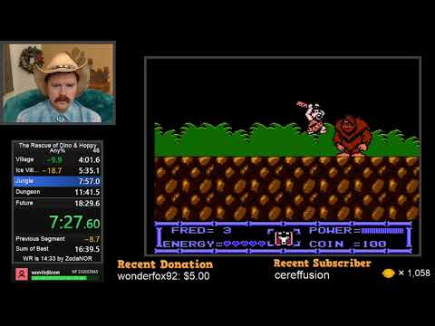 The Flintstones: The Rescue of Dino & Hoppy NES speedrun in 17:23 by Arcus