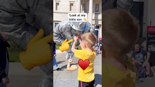 Special treat from my little son. #valentinethestatue #silvermanstatueofficial #performance