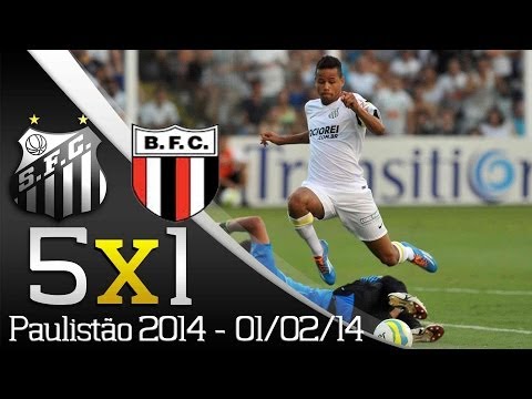 Santos 5 x 1 Botafogo SP - Gols - Paulistão 2014 (01/02/14)