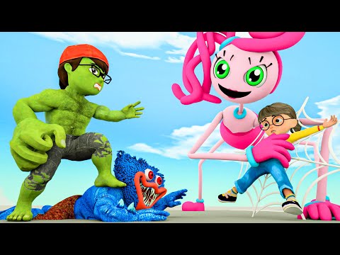Mommy Long Legs kidnapped Tani! Nick Hulk Defeat Huggy Wuggy - Scary Teacher 3D Cartoon Nick & Tani