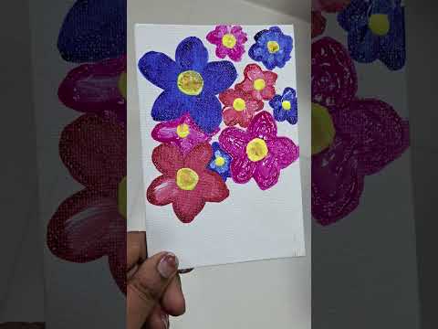 Flower painting with acrylic colors #art #painting #flowers #trending #viral #youtubeshorts #shorts