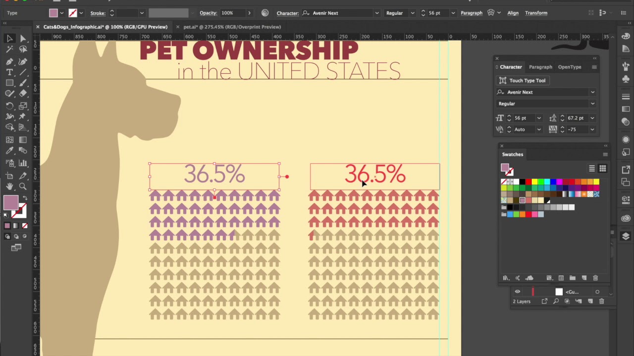 Cats versus Dogs Infographic - Creating a Graph Using an Array of Icons