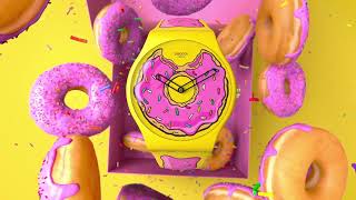 Swatch x The Simpsons SECONDS OF SWEETNESS (41mm) Donut-Printed Dial / Frosting-Printed SO29Z134