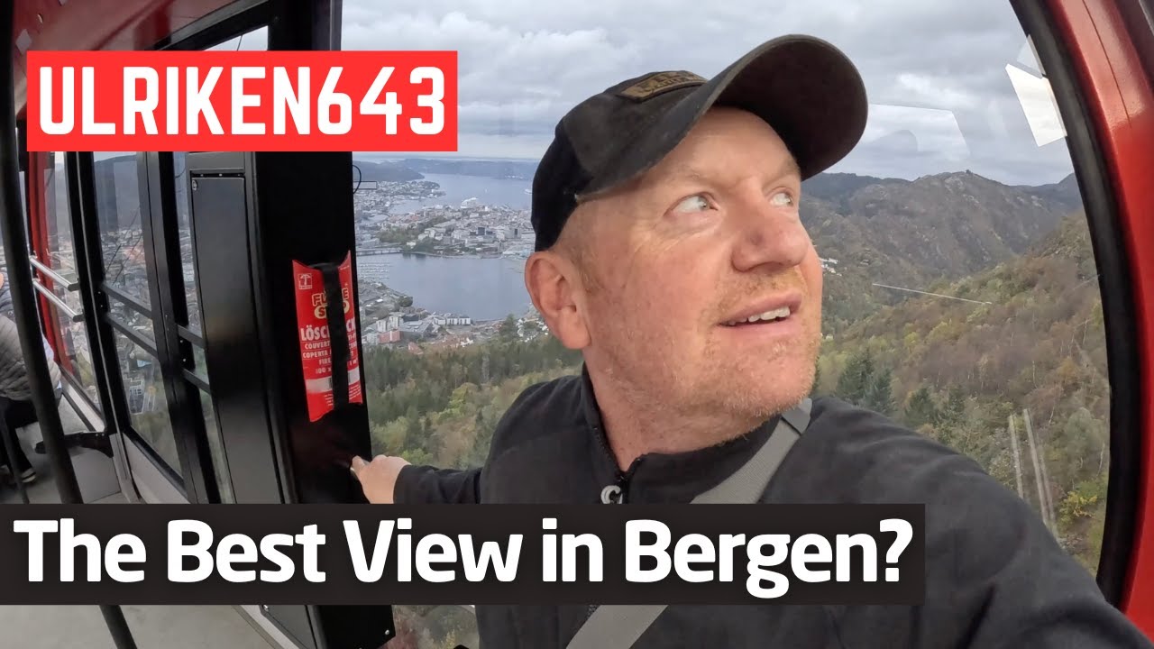 A traveler takes Ulriken643 cable car up to Mount Ulriken.