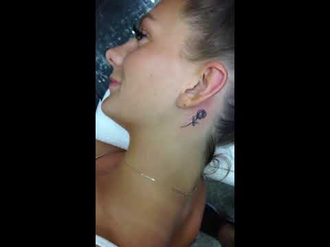 Rose Tattoo Behind the Ear
