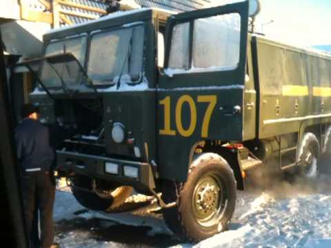 Kallstart av Scania  Räddningsbil 4112 TGB 40 SBAT 6x6 vid -16c .