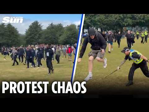Glasgow immigration protests descend into chaos as police clash with protesters