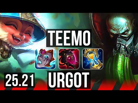 TEEMO vs URGOT (TOP) | Rank 2 Teemo, 14/2/11, 1600+ games, Legendary | EUW Grandmaster | 25.21