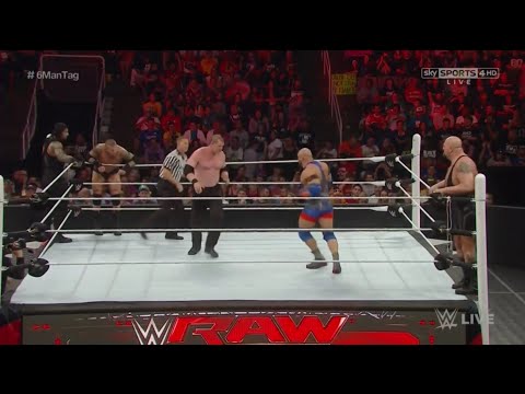 Roman Reigns, Randy Orton & Ryback Vs Seth Rollins, Big Show & Kane - WWE Raw 30/03/2015 (Español)