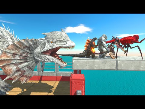 Escape The Giant Dilophosaurus - Kaiju Monster Running - Bridge Diving Challenge