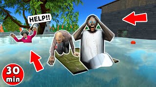 Granny vs Scary Teacher vs Grandpa vs flood in the city - funny horror animation (fun mix 6)