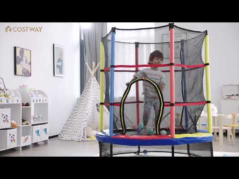REZNOR Trampoline with Enclosure Net & Safety Jumping Pad for Kids