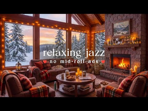 ❄️ Relaxing Warm Winter Jazz (NO MID-ROLL ADS) – Fireplace Ambience for Relaxation & Focus