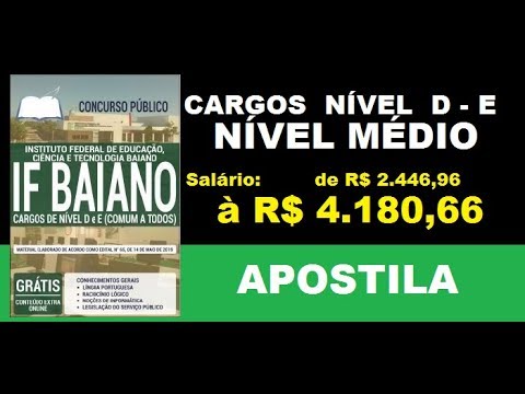 Apostila Concurso IF Baiano 2019 Cargos de Nível D   E  Médio
