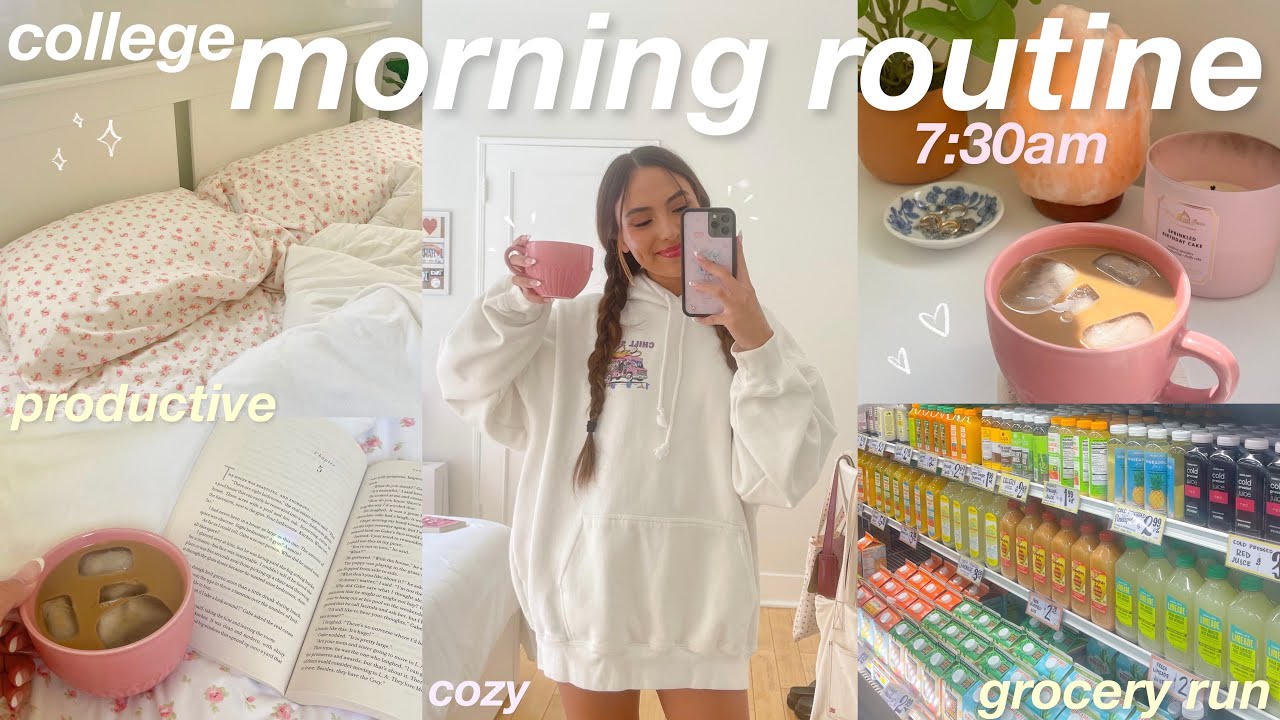 7:30AM COLLEGE MORNING ROUTINE ☀️ GETTING READY, GROCERY RUN, ETC