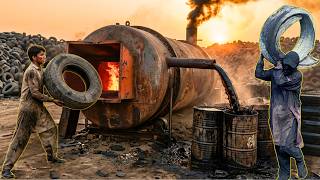Unbelievable Recycling | Waste Tires Transformed Into Oil Fuel