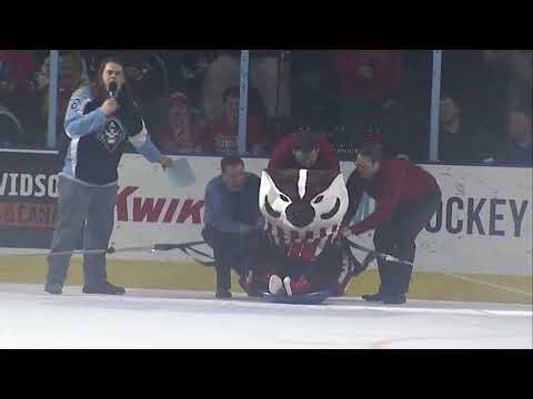 [MIL] Bucky Badger does the Human Hockey Puck