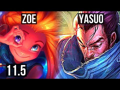 ZOE vs YASUO (MID) | 17/1/20, 6 solo kills, Legendary, 300+ games | KR Grandmaster | v11.5