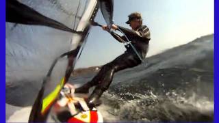 preview picture of video 'Windsurfing, Cass Lake, Michigan April 10, 2011'