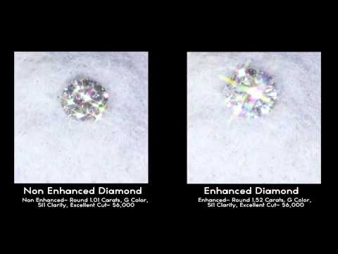 Non-Enhanced Round 1.01 G, Si1 Excellent Cut VS Enhanced 1.52 G, Si1 Excellent Cut