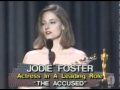 Jodie Foster Wins Best Actress 1989 Oscars