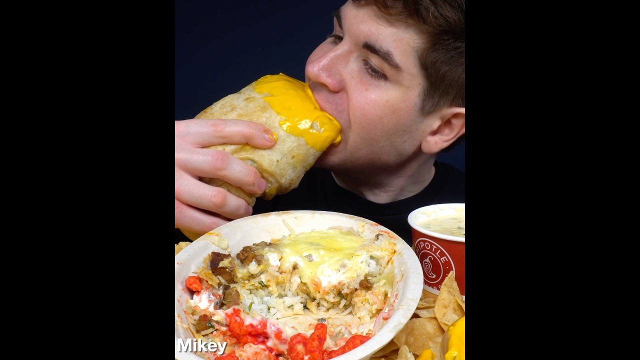 GIANT Chipotle Burrito (with cheese) #asmr #mukbang #chipotle