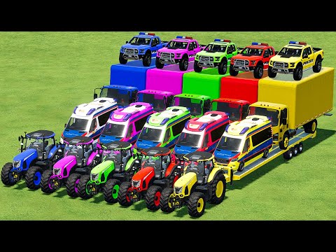 TRANSPORTING POLICE RAPTOR, PEUGEOT & MERCEDES WITH McCORMICK TRACTORS! Farming Simulator 22
