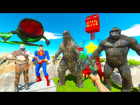 Parkour ZigZag Rescues Superheroes Fights King Kong & Godzilla - Animal Revolt Battle Simulator