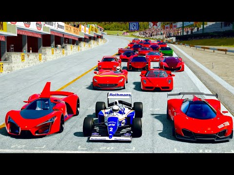 Williams F1 1994 Ayrton Senna vs Ferrari Hypercars at Spa GP