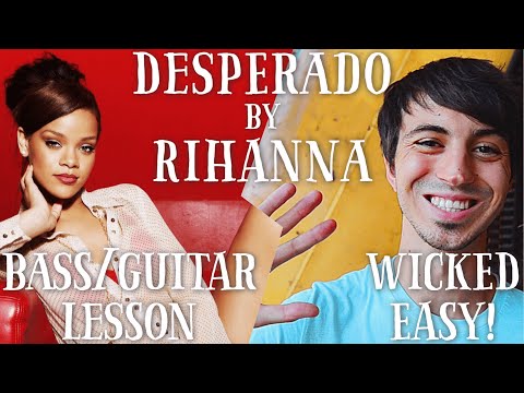 Desperado by Rihanna Bass Lesson // So Easy MY CAT Could Play It!!