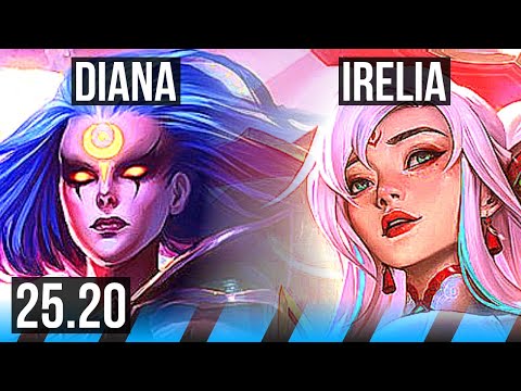 DIANA vs IRELIA (MID) | 13/0/2, 7 solo kills, Legendary, 1700+ games | EUW Master | 25.20