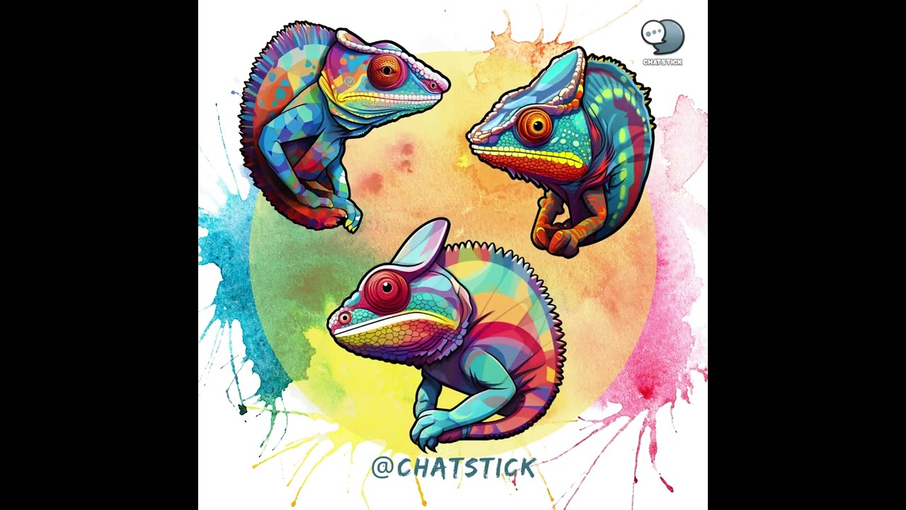 160 Chameleon Digital Sticker Clipart Pack - Vibrant and Versatile PNG Printable Cliparts