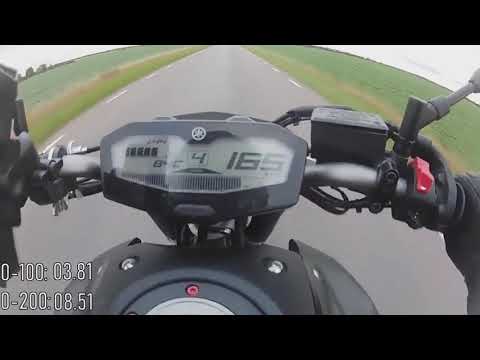 MT 07 acceleration 0-100 km/h 0-200 km/h