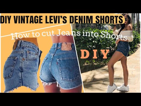 DIY: VINTAGE DENIM SHORTS /  HOW TO CUT DENIM JEANS INTO SHORTS | MADDIEJOHNN |