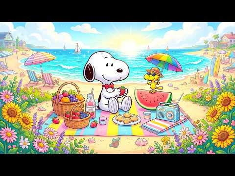 Spending a Sunny Day at Snoopy’s Summer Beach Picnic ☀️🍉 Chill Jazz for Study & Work