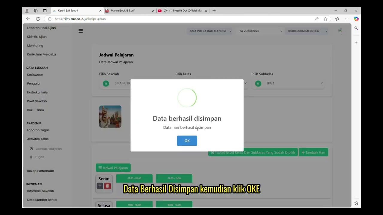 Jadwal Pelajaran Aktivitas Kelas