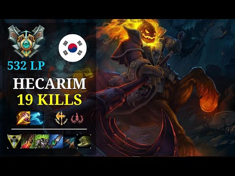 Hecarim Jungle vs Lee Sin - 19 kills - Hyfresh Blade Croco KR Grandmaster (532 LP) Patch 10.21