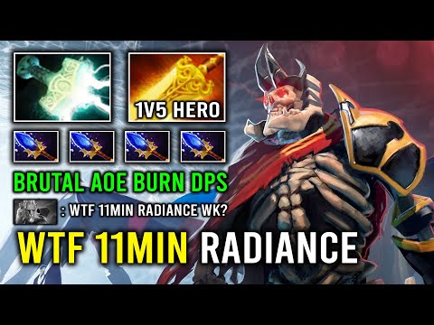 WTF 11Min Radiance Burn DPS 1v5 AoE Electric Hyper Right Click Crit Wraith King Dota 2