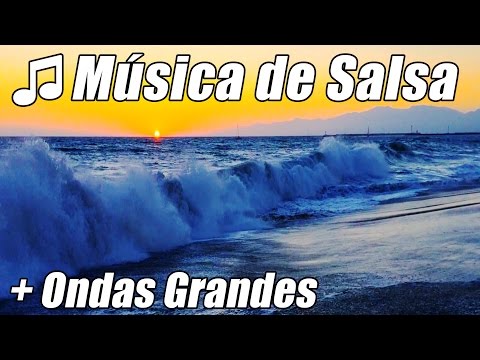 Musica de danca Salsa Latina Jazz quente com ondas de grande queda de furacoes, inundacoes, praia