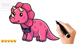 Learn to Draw Dinosaurs Simple Steps for Beginners | Triceratops