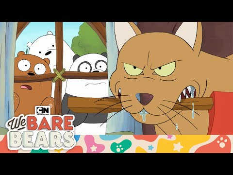 Bears vs. Wild Cat: The Bears Get Creative to Kick It Out of Their House! | We Bare Bears