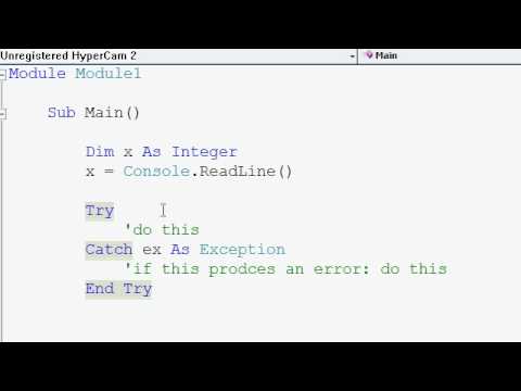 Visual Basic Tutorials P8 Try Catch Statement