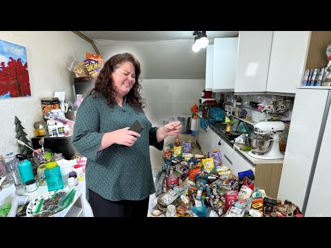dumping EVERYTHING out to CONFRONT her clutter 🤯🤔 SMALL KITCHEN DECLUTTER (Pt. 2/3)