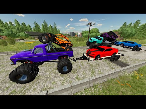Racing Monster Trucks and Racecars at Abandoned Racetrack | Farming Simulator 22