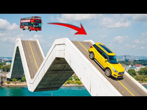 Cars vs Roller Coaster Bridge Challenge #1 in BeamNG Driver!