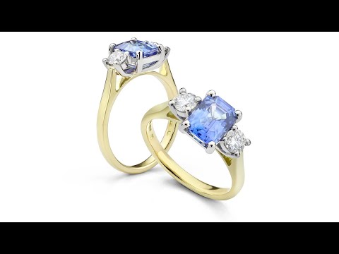 Bespoke Blue Sapphire and Diamond Trilogy Ring