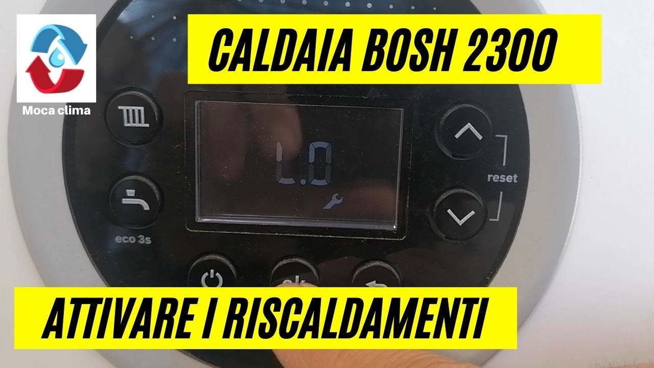 Come entrare in programmazione caldaia Bosh 2300 e attivare il riscaldamento e carico pressione