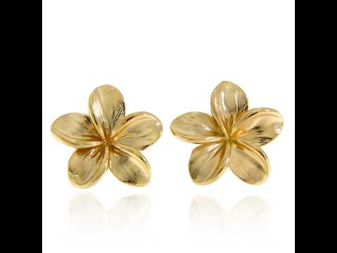 Cercei Stud Aur Galben 14k Gradina Tropicala | Plumeria (Frangipani)